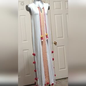 CABANA LIFE White Embroided Sleeveless Maxi Dress UPF 50+ Protection NWT